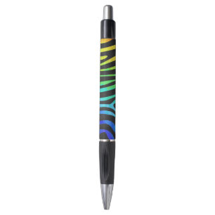 Zebra, zwarte en regenboogafdrukken pen