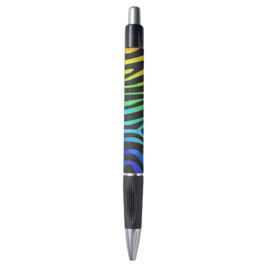 Zebra, zwarte en regenboogafdrukken pen (Voorkant Verticaal)