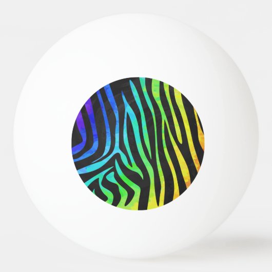 Zebra, zwarte en regenboogafdrukken pingpongbal (Voorkant)