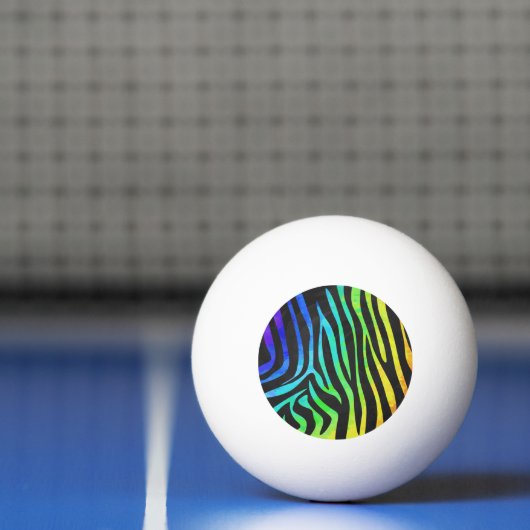 Zebra, zwarte en regenboogafdrukken pingpongbal (Net)