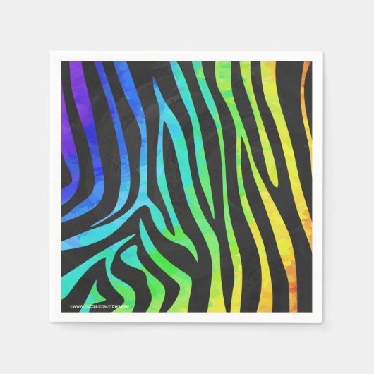 Zebra, zwarte en regenboogafdrukken servetten (Voorkant)