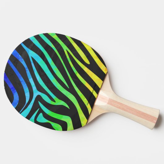 Zebra, zwarte en regenboogafdrukken tafeltennisbatje (Zijkant)
