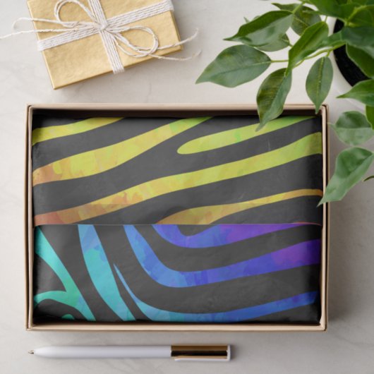 Zebra, zwarte en regenboogafdrukken tissuepapier (Geschenk)