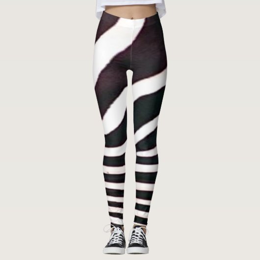 Zebra zwarte en witte stripes - AfdrukLeggings Leggings (Voorkant)