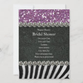 Zebra zwarte Paarse glitter Kijk Vrijgezellenfeest Kaart (Achterkant)