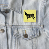 Zebra Zwarte Silhouet Knop Badge Speld Vierkante Button 5,1 Cm (In situ)