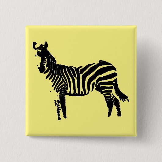 Zebra Zwarte Silhouet Knop Badge Speld Vierkante Button 5,1 Cm (Voorkant)