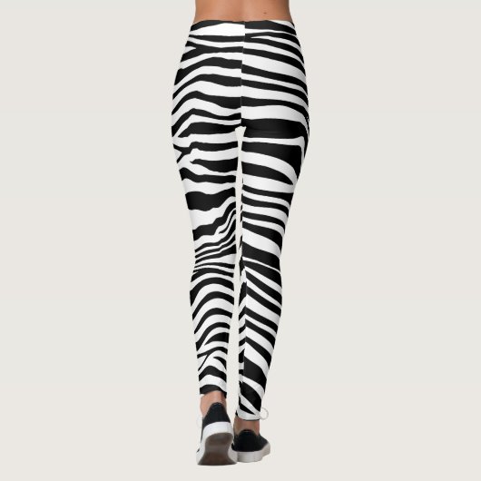 Zebra zwarte witte strepen   leggings (Achterkant)