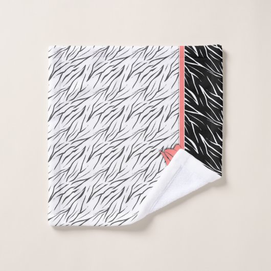 Zebra zwarte witte tijgerleder strepen roze bad handdoek (Wasdoekje)