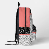 Zebra zwarte witte tijgerleder strepen roze bedrukte rugzak (Links)