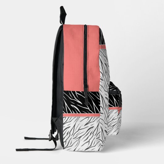 Zebra zwarte witte tijgerleder strepen roze bedrukte rugzak (Links)