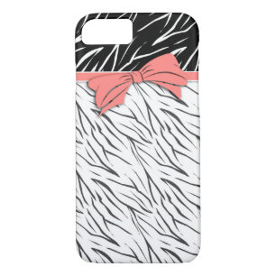 Zebra zwarte witte tijgerleder strepen roze iPhone 8/7 hoesje