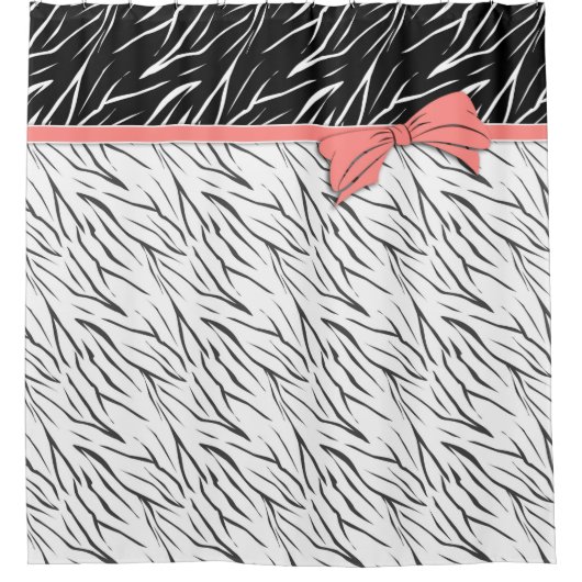 Zebra zwarte witte tijgerleder strepen roze douchegordijn (Voorkant)