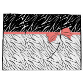 Zebra zwarte witte tijgerleder strepen roze groot cadeauzakje (Achterkant)