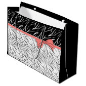 Zebra zwarte witte tijgerleder strepen roze groot cadeauzakje (Voorkant Gekanteld)