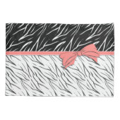 Zebra zwarte witte tijgerleder strepen roze kussensloop (Achterkant)