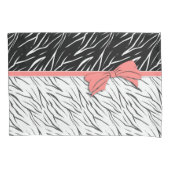 Zebra zwarte witte tijgerleder strepen roze kussensloop (Voorkant)