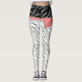 Zebra zwarte witte tijgerleder strepen roze leggings (Voorkant)