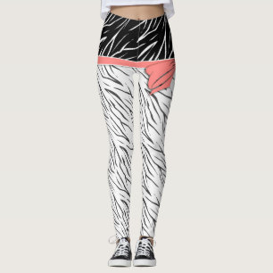 Zebra zwarte witte tijgerleder strepen roze leggings