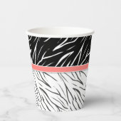 Zebra zwarte witte tijgerleder strepen roze papieren bekers (Voorkant)