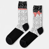 Zebra zwarte witte tijgerleder strepen roze sokken (Links)