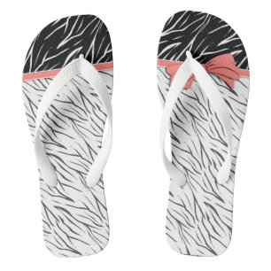 Zebra zwarte witte tijgerleder strepen roze teenslippers