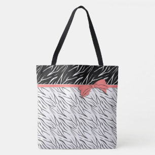 Zebra zwarte witte tijgerleder strepen roze tote bag