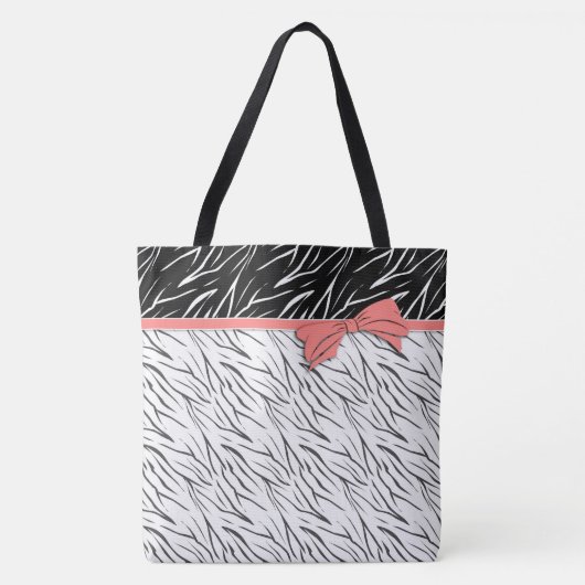 Zebra zwarte witte tijgerleder strepen roze tote bag (Voorkant)