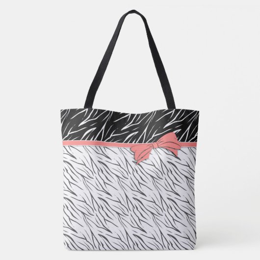 Zebra zwarte witte tijgerleder strepen roze tote bag (Achterkant)