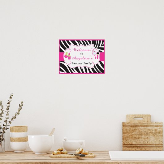 Zebraafdruk Birthday Pamper Party Poster (Keuken)