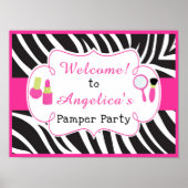Zebraafdruk Birthday Pamper Party Poster (Voorkant)