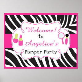 Zebraafdruk Birthday Pamper Party Poster