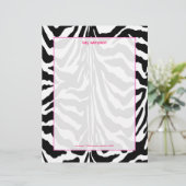 Zebraafdruk, retro kleuren fuschia accent briefhoofd sjabloon (Staand voorkant)