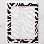 Zebraafdruk, retro kleuren fuschia accent briefhoofd sjabloon (Voorkant / Achterkant)