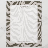 Zebraafdruk, retro-kleuren grafiet + grijs briefhoofd ontwerp (Voorkant)