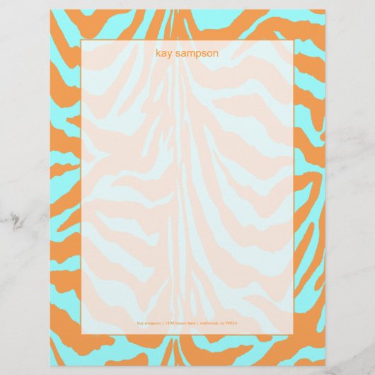Zebraafdruk, retrokleuren briefhoofd ontwerp (Voorkant)