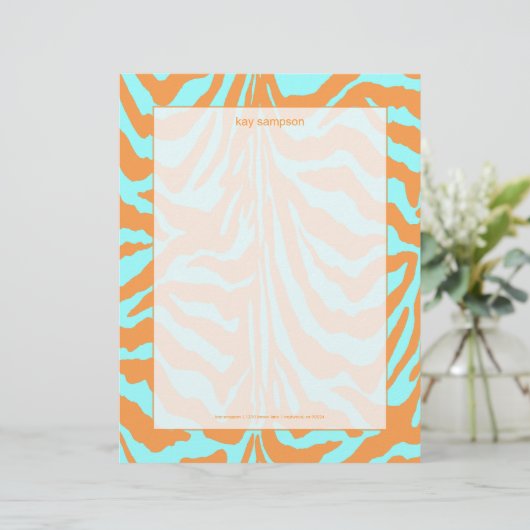 Zebraafdruk, retrokleuren briefhoofd ontwerp (Staand voorkant)