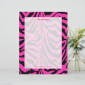 Zebraafdruk, retrokleuren fuschia + zwart briefhoofd ontwerp (Staand voorkant)