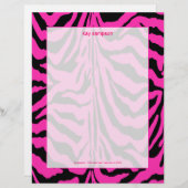 Zebraafdruk, retrokleuren fuschia + zwart briefhoofd ontwerp (Voorkant / Achterkant)