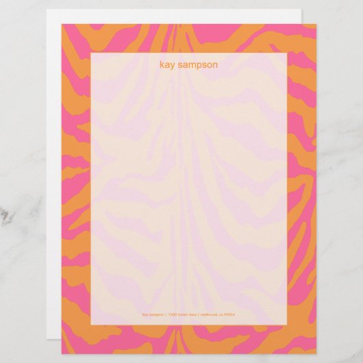 Zebraafdruk, retrokleuren gepersonaliseerd briefhoofd (Voorkant / Achterkant)