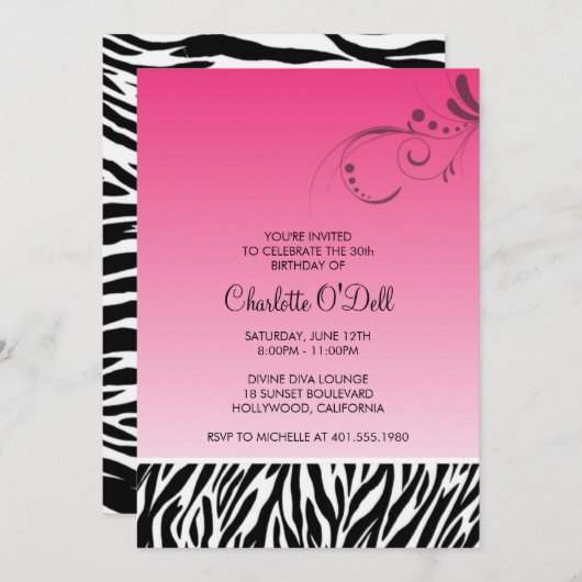 zebraafdrukken; bloeiende verjaardag kaart (Voorkant / Achterkant)