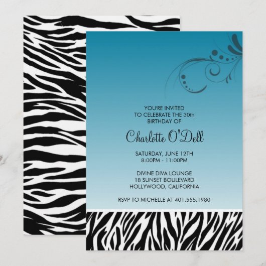 zebraafdrukken; bloeiende verjaardag kaart (Voorkant / Achterkant)