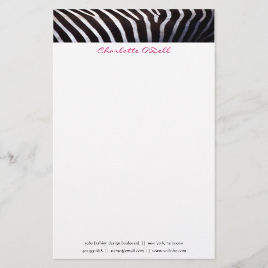 zebraafdrukken; monogram briefpapier (Voorkant)