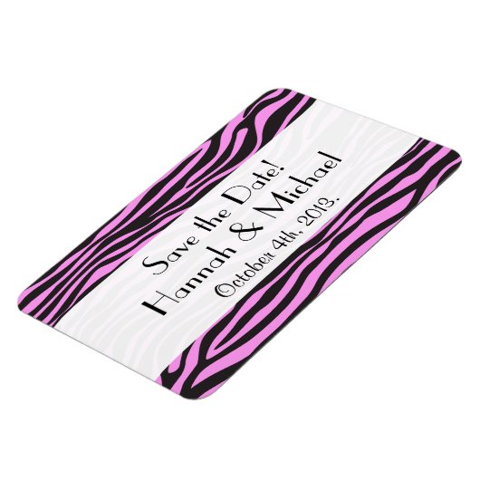 Zebraafdrukken, stripes, roze Zebra, sla de datum Magneet (Linkerzijde)