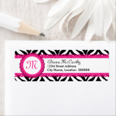 Zebradruk & Heet Roze Kant Monogram Etiket (Insitu)