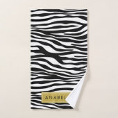 Zebradruk, Zebra, zwart-wit, Jouw naam Bad Handdoek (Handdoek)