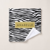 Zebradruk, Zebra, zwart-wit, Jouw naam Bad Handdoek (Wasdoekje)
