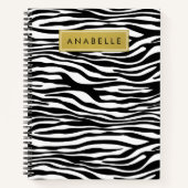 Zebradruk, Zebra, zwart-wit, Jouw naam Notitieboek (Voorkant)