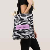 Zebradruk, Zebra, zwart-wit, Jouw naam Tote Bag (Dichtbij)