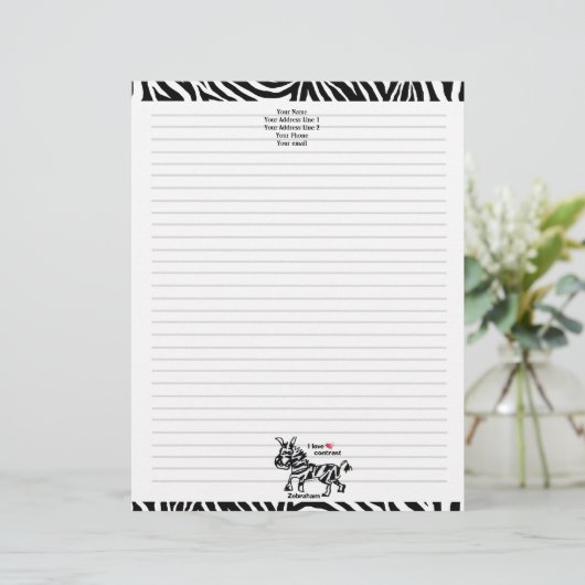 Zebraham- Ik hou van contrast Briefhoofd (Staand voorkant)